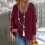 Winterstrickpullover für Damen 2025, einfarbig, lockerer V-Ausschnitt-Pullover, einreihiger Pullover, Strickjacke, Mantel, burgunderrot 2