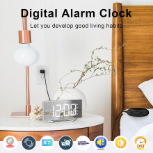 JINYUN Alarm Clock for Heavy Sleepers LED Mirror 8.7 inch