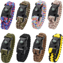 Emergency Survival Bracelet with Whistle and Compass 8-Pack