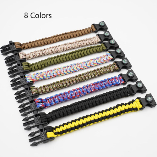 Emergency Survival Bracelet with Whistle and Compass 8-Pack 1