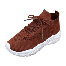Ediodpoh Dame Casual Åndbare Mesh Sneakers, Ensfarvede Platformsko til Daglig Brug med Jeans, Komfortabel Tykk Sål, Brun, Størrelse 41