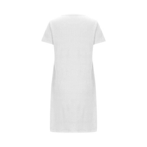 Camicia da notte corta oversize da donna con stampa, scollo rotondo e maniche corte – bianca 2