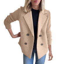 Damen Khaki Cropped Cardigan Blazer Doppelreiher Größe