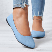 Bailarinas azul claro para mujer, con punta afilada, cómodas, ideales para ocasiones informales y para la oficina, talla 9.5. Combinan a la