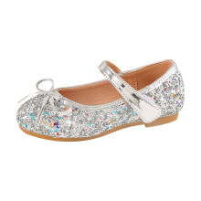Zapatos de boda para niñas, zapatos de niña de las flores, lentejuelas, purpurina fina, lazo, zapatos de princesa para niña
