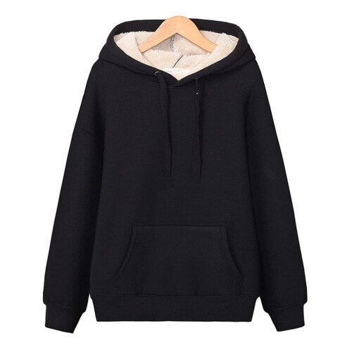 Felpa con cappuccio da donna spessa, foderata, calda, in velluto, con scollo a V e maniche lunghe, ideale per l'autunno e l'inverno. Top e camicetta 1