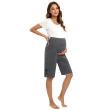 Zwangerschapsshorts die over de buik vallen, comfortabele sportbroek met verstelbare tailleband, grijs, maat S-3XL