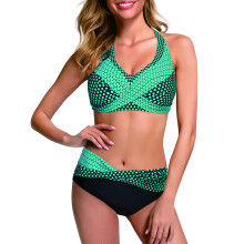 Boho-Bikini-Set für Damen, bedrucktes, hochgeschnittenes Oberteil und Höschen