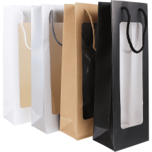 Bolsas de regalo para vino con ventana (paquete de 4, 4 colores)