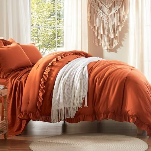 Twin Comforter Set Burnt Orange 5-Piece 2