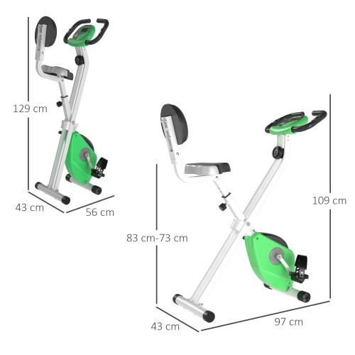 Homcom HOMCOM Magnetic Resistance Exercise Bike Foldable LCD Adjustable Seat Green 2