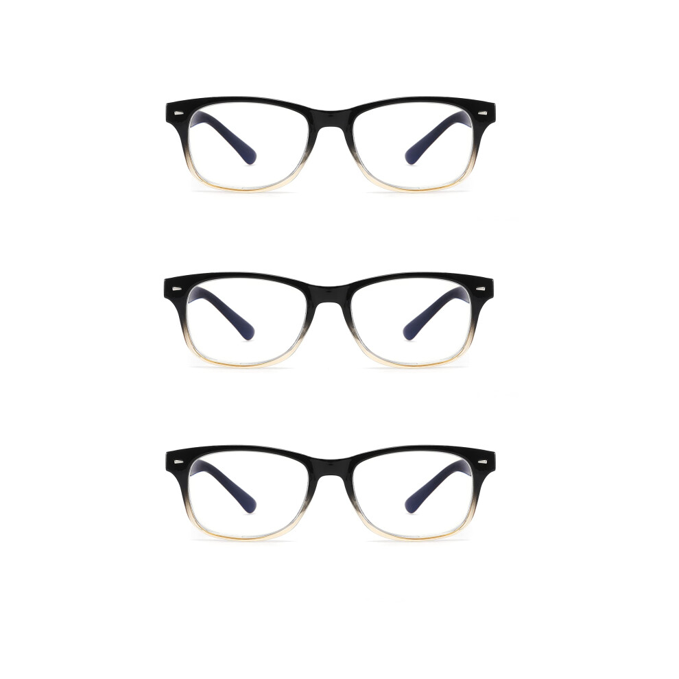 Blue/Light/Black Mens Blocking Reading Glasses 3 Pack With Anti Glare For Eye Strain Relief