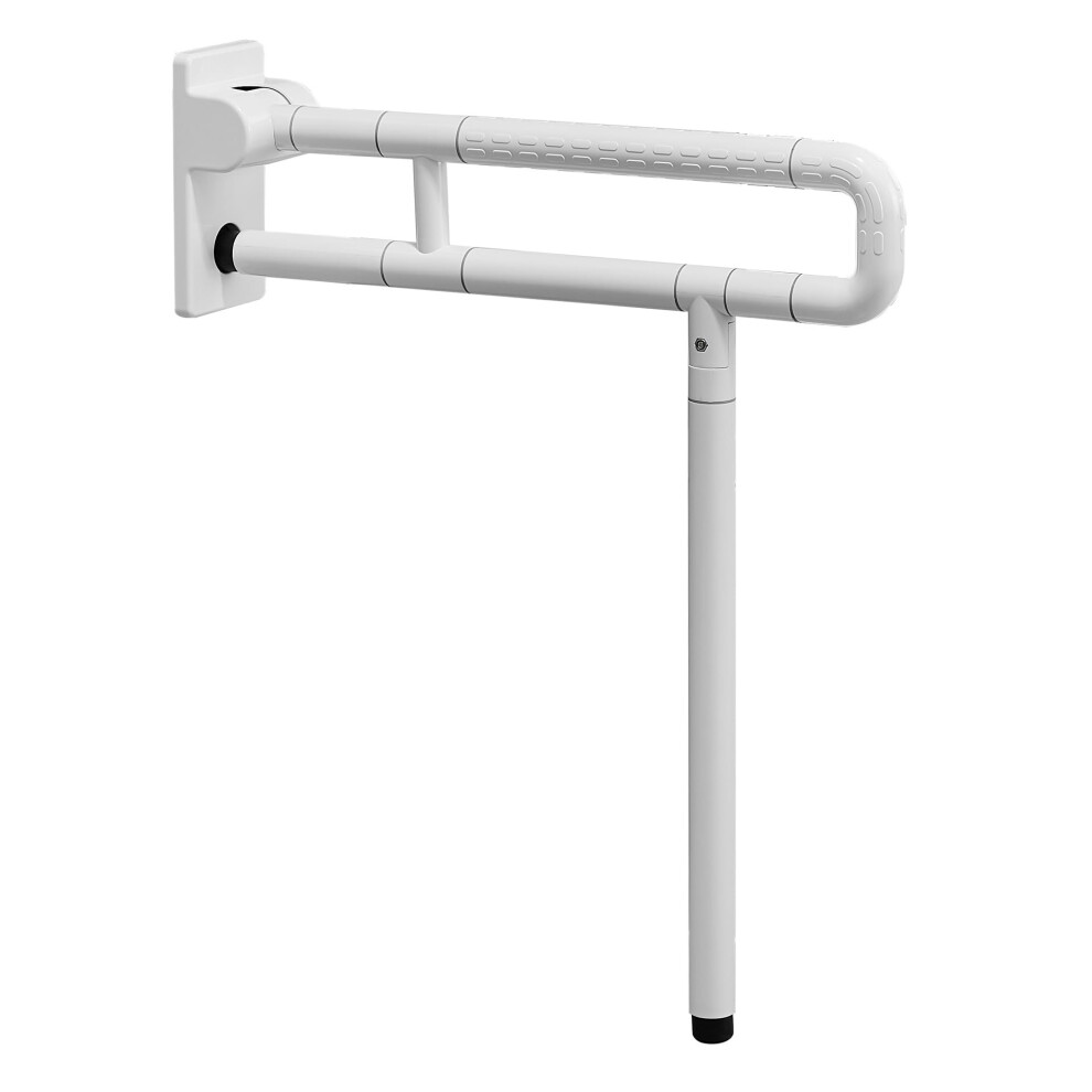 White Foldable Toilet Safety Rail With 70Cm Flip Up Grab Bar For Elderly Bathroom Support