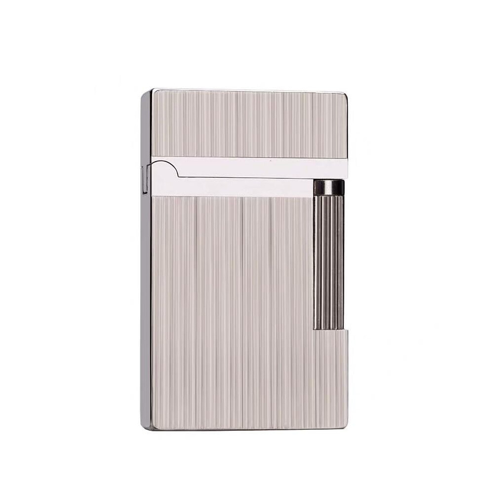 Silver Vintage Kerosene Lighter Soft Flame Windproof Reusable With Side Wheel Ignition Adjustable Flame