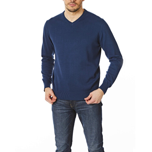 (M, Denim) CastlePoint Mens Knitted V Neck Jumper 2