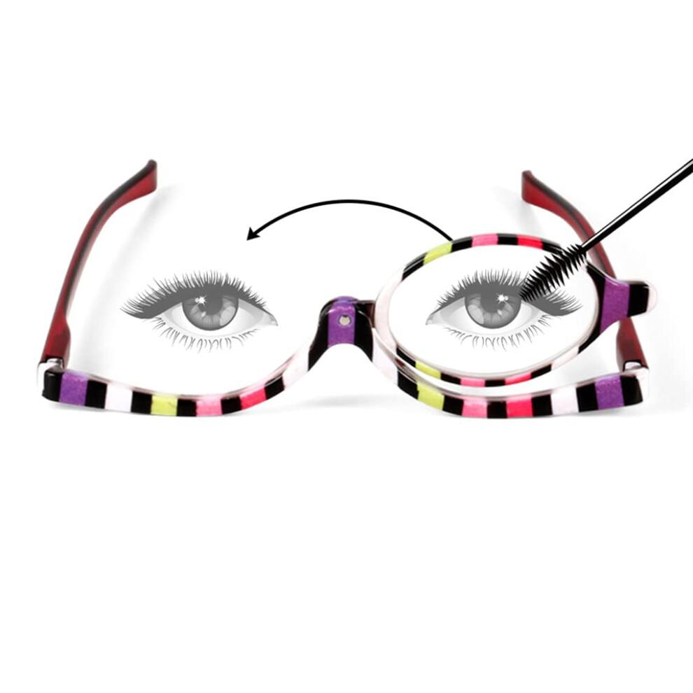 Makeup Reading Glasses with FlipUp Rotating Lens, Dual Magnification for Precise Cosmetic Detailing