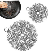 2 Pack Stainless Steel Chainmail Scrubber Cast Iron Cleaner for Skillet Dutch Oven 5' and 6'