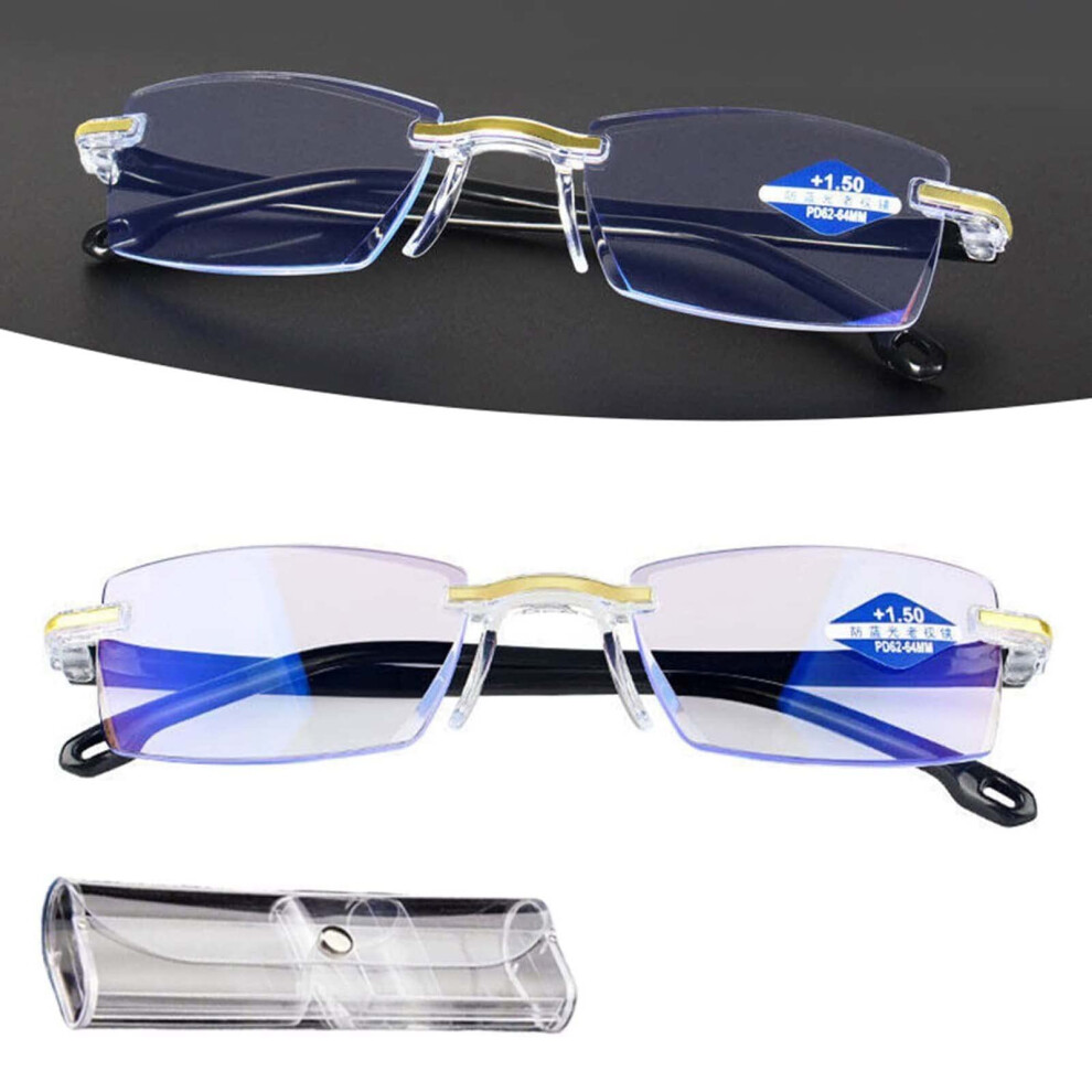 Blue/Light Progressive Reading Glasses +2.5 With Protection, Dual Vision, Scratchresistant Sapphire