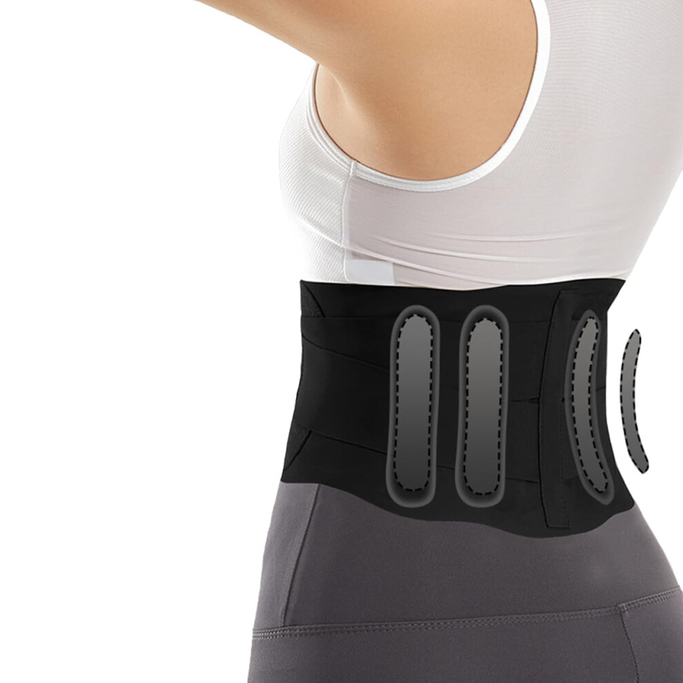 Black Large Back Brace For Lower Back Pain Relief, Lumbar Support Belt For Sciatic Nerve, Women And Men