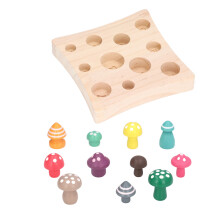 12 pezzi di giocattoli colorati in legno a forma di fungo, gioco educativo in tiglio