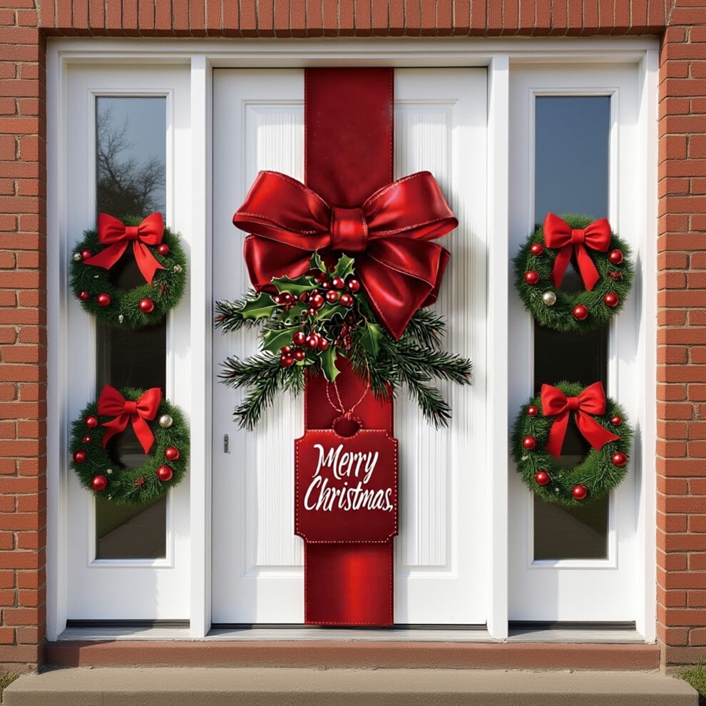 Christmas Front Door Cover Farmhouse Backdrop 9448990191772