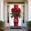 Cortina de Natal 3D com Laço, 70,87 x 35,43 polegadas - Capa Decorativa para Porta de Entrada, Varanda e Decorações de Natal 8