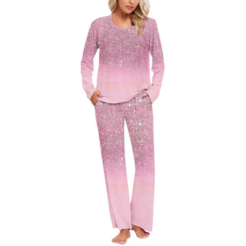 Πιτζάμες με μακριά μανίκια για γυναίκες, σετ casual πιτζάμες, χαλαρά τοπ και