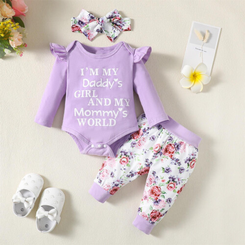 Βρεφικά ρούχα Daddys GIRL Mommys WORLD Σετ παντελονιών με τυπωμένα ρούχα Σετ για βρέφη 1