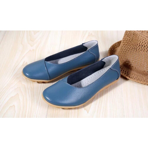 Γυναικεία Δερμάτινα Παπούτσια Loafers Μονόχρωμα Slip-on Flat Παπούτσια Άνετα Casual Φλατ για 1