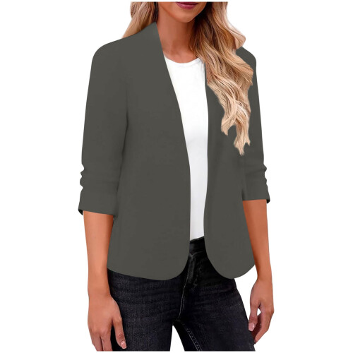 Γυναικεία σακάκια Kukoosong για επιχειρήσεις, casual, με μακριά μανίκια και ανοιχτό 1