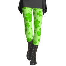 Leggings femininas com estampa de trevo para o Dia de São Patrício, cintura alta, para exercícios, calças de ioga justas e elásticas na cor