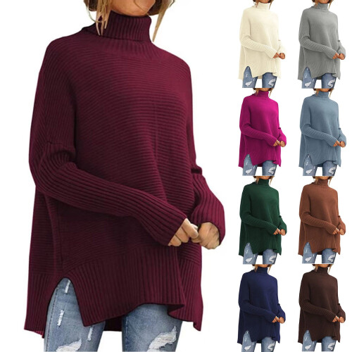 Damen-Winterpullover, einfarbig, locker gestrickt