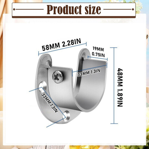 4-pack stångändsstöd i rostfritt stål för garderob (32 mm) 2