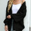 Γυναικεία πλεκτή ζακέτα με μανίκια φανάρι, oversized, ντραπέ πανωφόρι και τσέπες 3