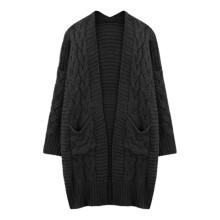 Cardigãs femininos de tricô, com frente aberta, aconchegantes, para o outono, de peso médio, ideais para o inverno, com mangas compridas, gola