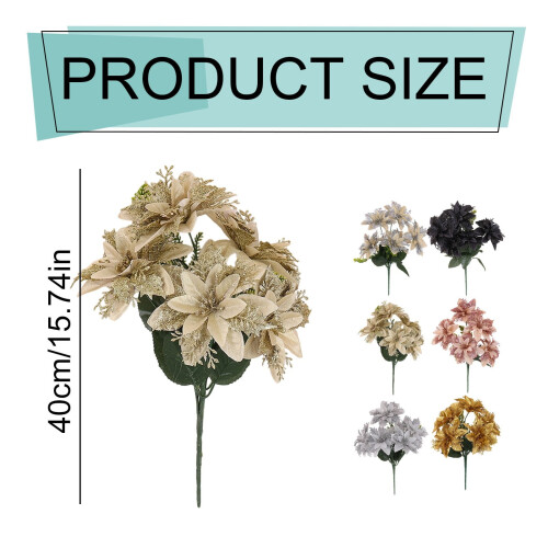 5-Piece Artificial Glitter Flowers, 35 cm, Black 2