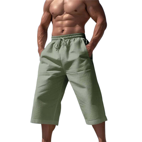 Ανδρικό παντελόνι Capri Loose Casual για καλοκαιρινά σορτς παραλίας, κοντό παντελόνι