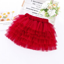 Sciorta Mini Tutu do Chailíní Óga, Damhsa Cóisire Gleoite, Gúna Banphrionsa, Snáth Glan, Dath Soladach, Dearg