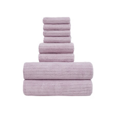 Elainilye Badetuch-Set, 8-teilig (4 quadratische + 2 Badetücher + 2 Handtücher), ultraweich und saugfähig, Lila – Geeignet für Spa/Hotel/Zuhause