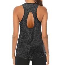Weekend Activewear Tankini Tops för kvinnor, Rund halsringning, ärmlös, andningsbar, rygglös, yogalinne för kvinnor, grå