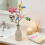 Påskehare stilk blomsterpinde lyserøde lilla grønne blade12 5