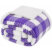 Sherpa Fleece Throw Blanket 60x70 in Purple & White