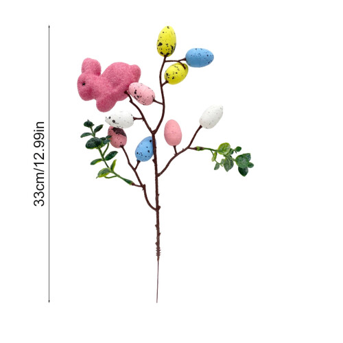 Påskehare stilk blomsterpinde lyserøde lilla grønne blade12 2