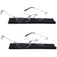2 paires de lunettes de lecture unisexes ultra-légères, sans monture, verres ultra-fins et transparents, +1,5