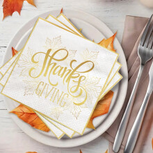 16 stuks wegwerpservetten voor Thanksgiving, met esdoornbladmotief en oogstthema – geschikt voor herfstdecoratie en feestartikelen