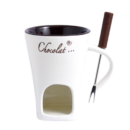 Κούπα Σοκολάτας Fondue με Πιρούνια Κερί 130ml Κεραμική Κούπα Σοκολάτας Μίνι