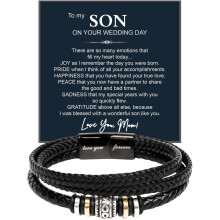 Til sønnen min, barnebarnet, armbånd fra mamma bestemor, evighetsknute, elsker deg for alltid, knyttet sammen, håndlaget skinnmansjett,