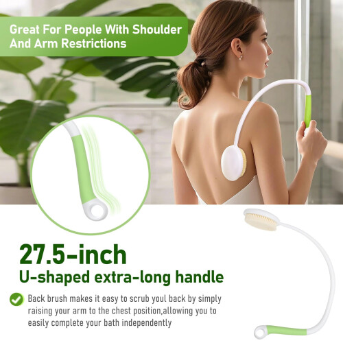 Escova de costas em formato de U com cerdas de silicone, 70 cm (27,5 polegadas) 1