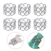 Set van 6 handgemaakte servetringen met glinsterende kristallen kralen, geschikt voor tafeldecoratie, bruiloften, speciale gelegenheden en festivals.