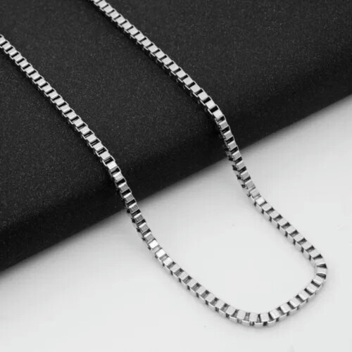 Colar com corrente tipo caixa em aço inoxidável genuíno de 1,5/2/2,5/3 mm (16-36 polegadas) - Atacado 1